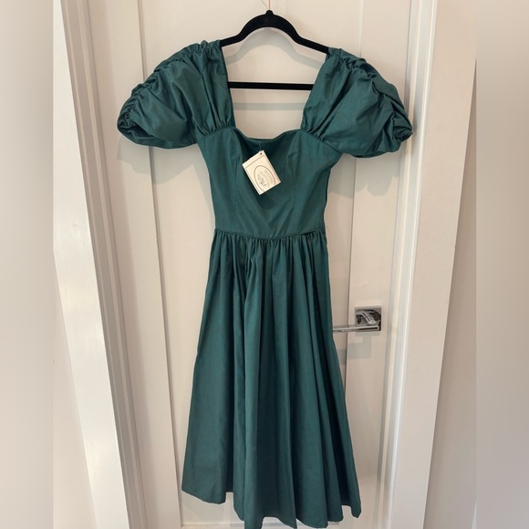 NEW Laura Ashley teal green dress vintage cottage girl 100% cotton - Picture 1 of 12